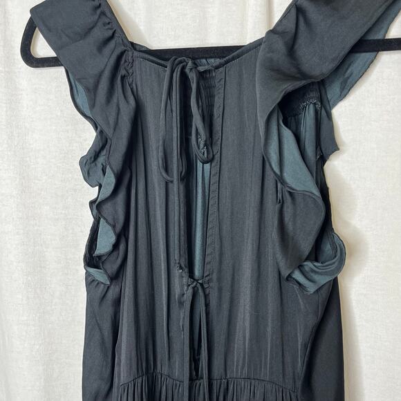 Free People Intimately Want Your Love Black Tie Back Tier Mini Dress Small - Picture 5 of 13